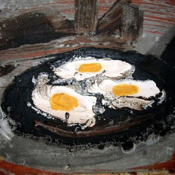 Painting titled "huevos" by Gabriel Muguerza, Original Artwork, Oil