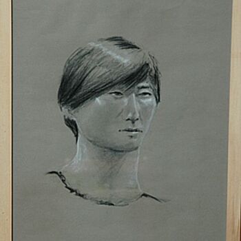 Painting titled "Jeune Coréen" by Michèle Lescuyer, Original Artwork