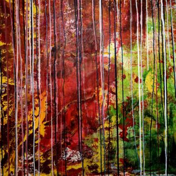 绘画 标题为“falling stripes 90x…” 由Cäcilia Schlapper, 原创艺术品, 丙烯 安装在木质担架架上