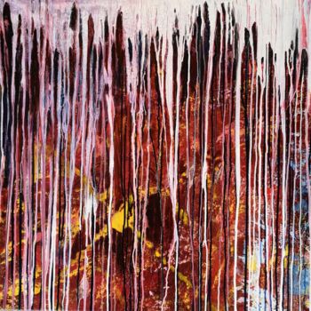Malerei mit dem Titel ""falling Stripes" 9…" von Cäcilia Schlapper, Original-Kunstwerk, Acryl Auf Keilrahmen aus Holz montie…
