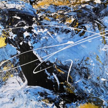 Картина под названием "Goldrausch V blue 6…" - Cäcilia Schlapper, Подлинное произведение искусства, Акрил Установлен на Дере…