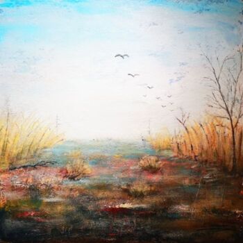 Painting titled "Hochmoor Acryl/LW 8…" by Cäcilia Schlapper, Original Artwork, Acrylic Mounted on Wood Stretcher frame