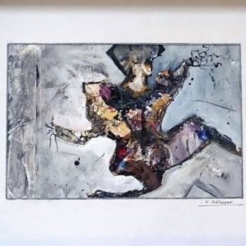 Коллажи под названием "Harlekin Collage 30…" - Cäcilia Schlapper, Подлинное произведение искусства, Акрил Установлен на карт…