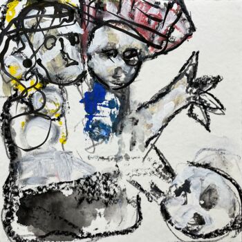 Painting titled "Couple Comforting A…" by Cäcilie Von Manal, Original Artwork, Monotype