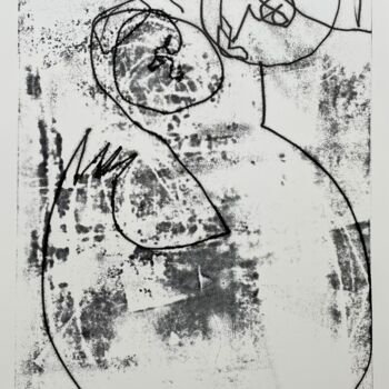 Estampas & grabados titulada "Young Man Holding H…" por Cäcilie Von Manal, Obra de arte original, Monotipia