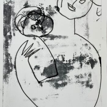 Incisioni, stampe intitolato "Young Man Holding H…" da Cäcilie Von Manal, Opera d'arte originale, Monotipo