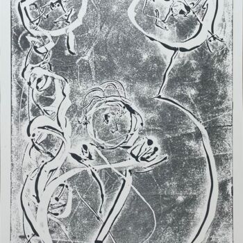 Printmaking titled "Couple Holding Thei…" by Cäcilie Von Manal, Original Artwork, Monotype