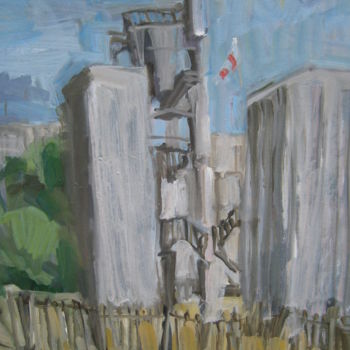 Painting titled "hennebont la ciment…" by Gildas Cadic, Original Artwork, Oil