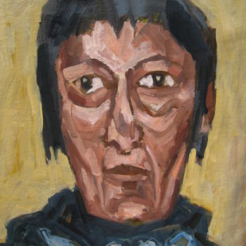 Schilderij getiteld "portrait d"elisa" door Gildas Cadic, Origineel Kunstwerk, Olie