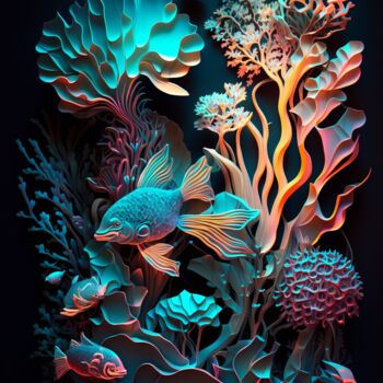 Digitale Kunst getiteld "Underwater Symphony" door Calahaan, Origineel Kunstwerk, Foto Montage