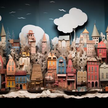 Arte digitale intitolato "Paper-Cut Memories" da Calahaan, Opera d'arte originale, Modellazione 3D