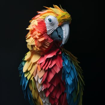 Arts numériques intitulée "Plume, le perroquet" par Calahaan, Œuvre d'art originale, Travail numérique 2D