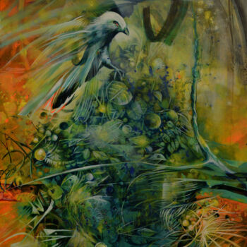 Painting titled "White Dove" by Jorge Calero, Original Artwork, Acrylic