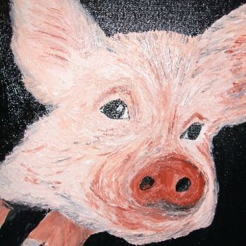 Painting titled "Cochon" by Calinka, Original Artwork