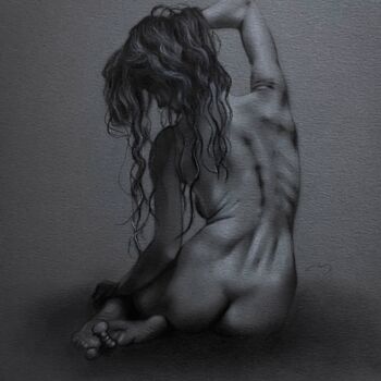 Peinture intitulée "Body Study #1" par Calla Tsukishiro, Œuvre d'art originale, Fusain