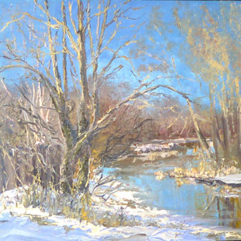 Painting titled "второй весенний этюд" by Dmitrii Kalmykov, Original Artwork, Oil