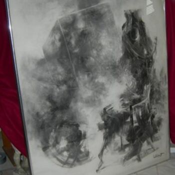 Studio with Chair Charcoal Drawing