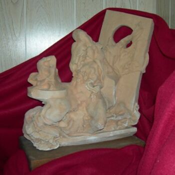 Sculpture titled "GAZING WOMAN Terra…" by Calvin Albert, Original Artwork, Terra cotta