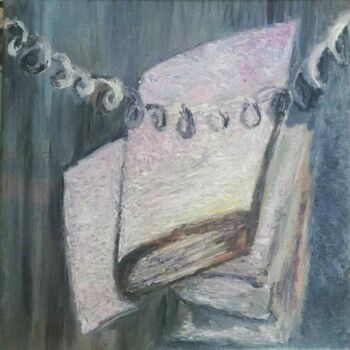 Painting titled "Books and telephone" by João Camacho, Original Artwork, Acrylic Mounted on Wood Stretcher frame