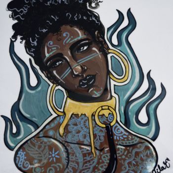 Schilderij getiteld "AfroPreso" door Milaht, Origineel Kunstwerk, Acryl