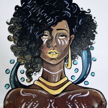 Schilderij getiteld "AfroUrbano" door Milaht, Origineel Kunstwerk, Acryl
