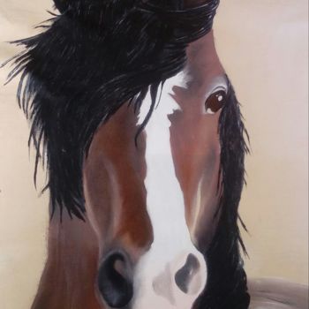 Peinture intitulée "cavalo quarto de mi…" par Camila Cardoso, Œuvre d'art originale, Acrylique Monté sur Panneau de bois