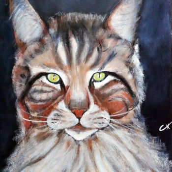 Painting titled "cat IV" by Camille Carreau, Original Artwork, Acrylic