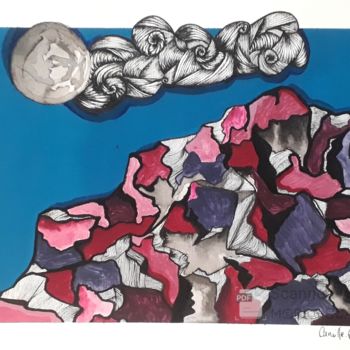 Pittura intitolato "La montagne rose et…" da Camille Geraldes, Opera d'arte originale, Acrilico
