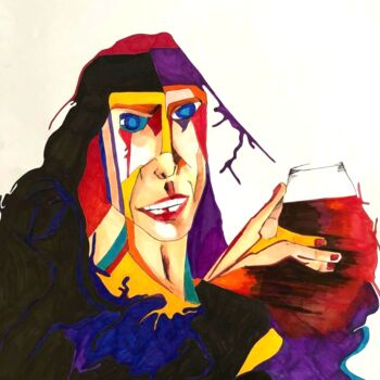 Drawing titled "just a sip" by Camille Joanny, Original Artwork, Marker