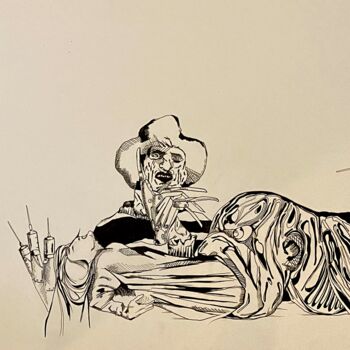 Dessin intitulée "Freddy 3 dream warr…" par Camille Joanny, Œuvre d'art originale, Crayon