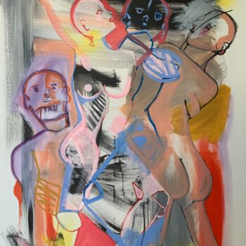 Картина под названием "Group3" - Camille Oudinot, Подлинное произведение искусства, Акрил Установлен на Деревянная рама для…