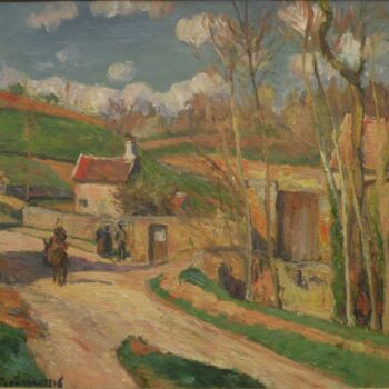 Peinture intitulée "Un carrefour à l'He…" par Camille Pissarro, Œuvre d'art originale, Huile