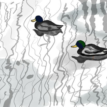 "Les oiseaux du lac…" başlıklı Dijital Sanat Camille Rouschmeyer tarafından, Orijinal sanat, Dijital Resim