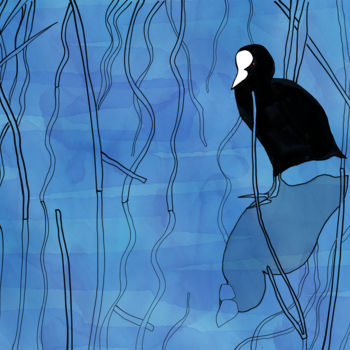 제목이 "Les oiseaux du lac…"인 디지털 아트 Camille Rouschmeyer로, 원작, 디지털 페인팅