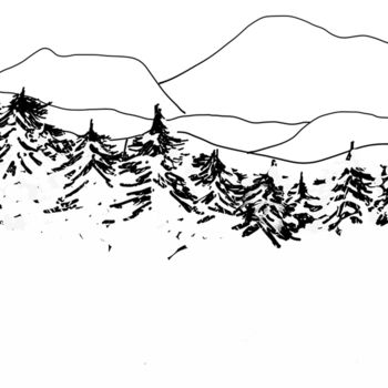 Arte digitale intitolato "Hiver en montagne" da Camille Rouschmeyer, Opera d'arte originale, Pittura digitale