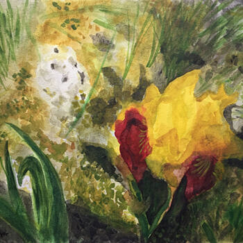 Pintura titulada "Iris de rocaille" por Camille Rouschmeyer, Obra de arte original, Acuarela