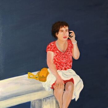 Peinture intitulée "Au téléphone" par Camille Rouschmeyer, Œuvre d'art originale, Acrylique Monté sur Carton
