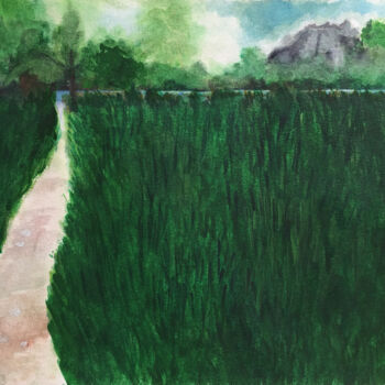 Pintura titulada "Un lac au bout du c…" por Camille Rouschmeyer, Obra de arte original, Acuarela