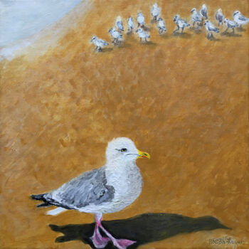 Schilderij getiteld "Les oiseaux de Quib…" door Camille Rouschmeyer, Origineel Kunstwerk, Acryl Gemonteerd op Frame voor hou…