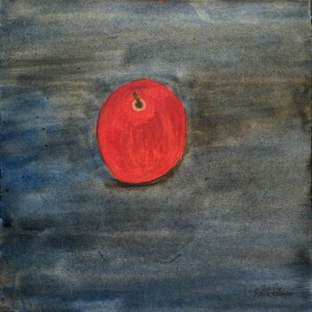 Malerei mit dem Titel "La pomme du soir" von Camille Rouschmeyer, Original-Kunstwerk, Aquarell