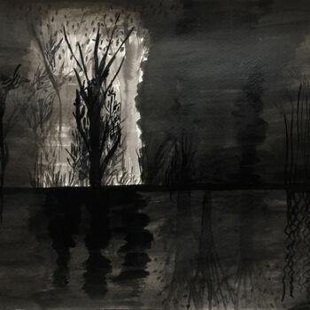 Dessin intitulée "Clair de lune sur l…" par Camille Rouschmeyer, Œuvre d'art originale, Encre