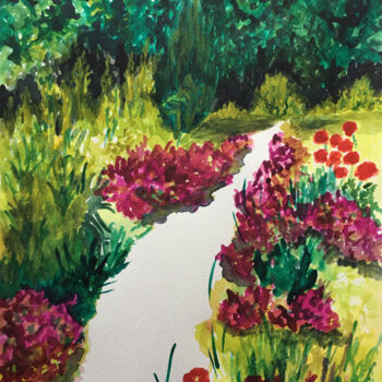 Peinture intitulée "Un jardin" par Camille Rouschmeyer, Œuvre d'art originale, Aquarelle