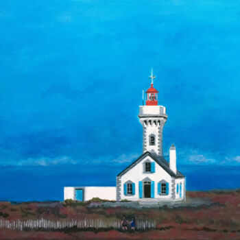 Painting titled "La maison-phare" by Camille Rouschmeyer, Original Artwork, Acrylic Mounted on Wood Stretcher frame