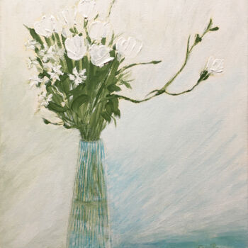 Peinture intitulée "Fleurs blanches" par Camille Rouschmeyer, Œuvre d'art originale, Acrylique Monté sur Châssis en bois