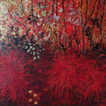 Painting titled "Balade en automne" by Camille Rouschmeyer, Original Artwork, Acrylic Mounted on Wood Stretcher frame