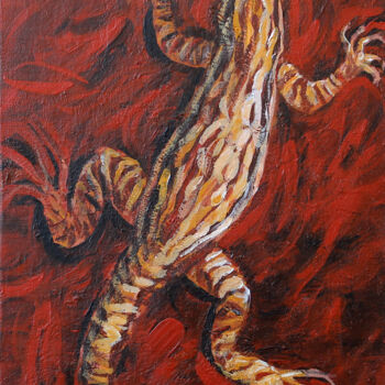 Painting titled "Reptile" by Camille Sanchez, Original Artwork, Acrylic
