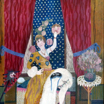 Painting titled "La-dame-du-carnaval." by Camille Van Hyfte, Original Artwork, Oil