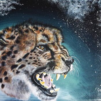 Painting titled "Guépard" by Camille Zéphyr, Original Artwork, Acrylic
