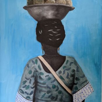 Painting titled "L'Africaine aux ana…" by Camille Zuk, Original Artwork, Acrylic
