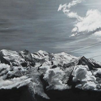 Peinture intitulée "Mont blanc vue de P…" par Camille, Œuvre d'art originale, Acrylique Monté sur Châssis en bois